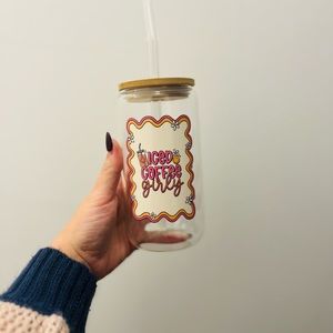 New never used Iced coffee girly 16oz UVDTF libby cup